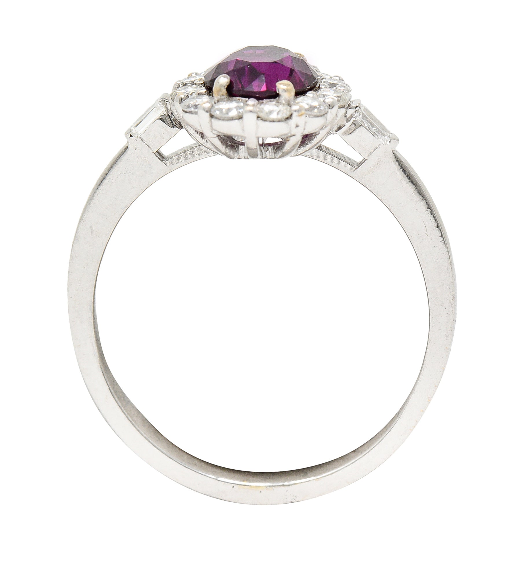 Contemporary 1.80 CTW Ruby Diamond 18 Karat White Gold Halo Ring GIA Wilson's Estate Jewelry