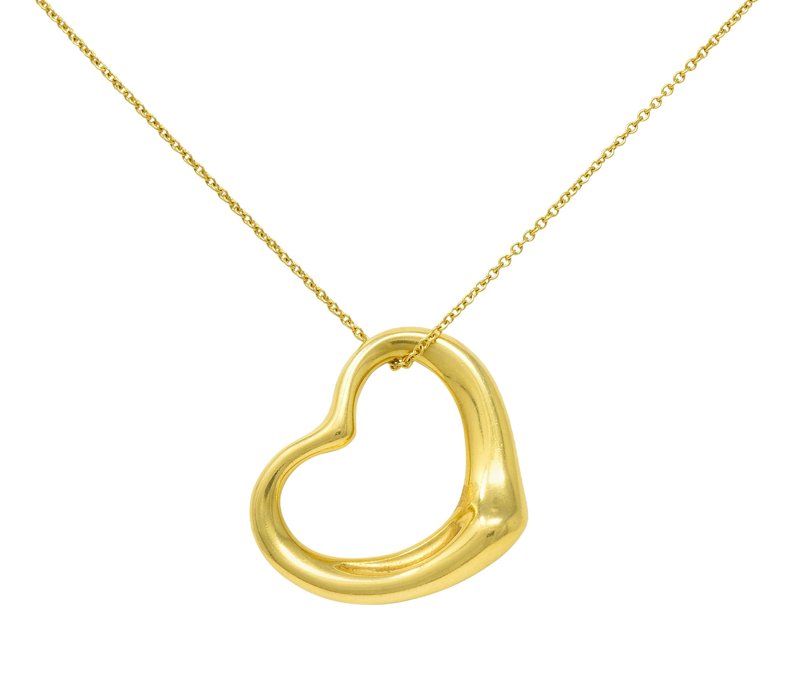 Elsa Peretti Tiffany & Co. 18 Karat Gold 25MM Open Heart Pendant Necklace - Wilson's Estate Jewelry