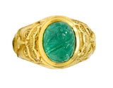 Vintage Carved Emerald 18 Karat Gold Green Man Men’s Unisex RingRing - Wilson's Estate Jewelry