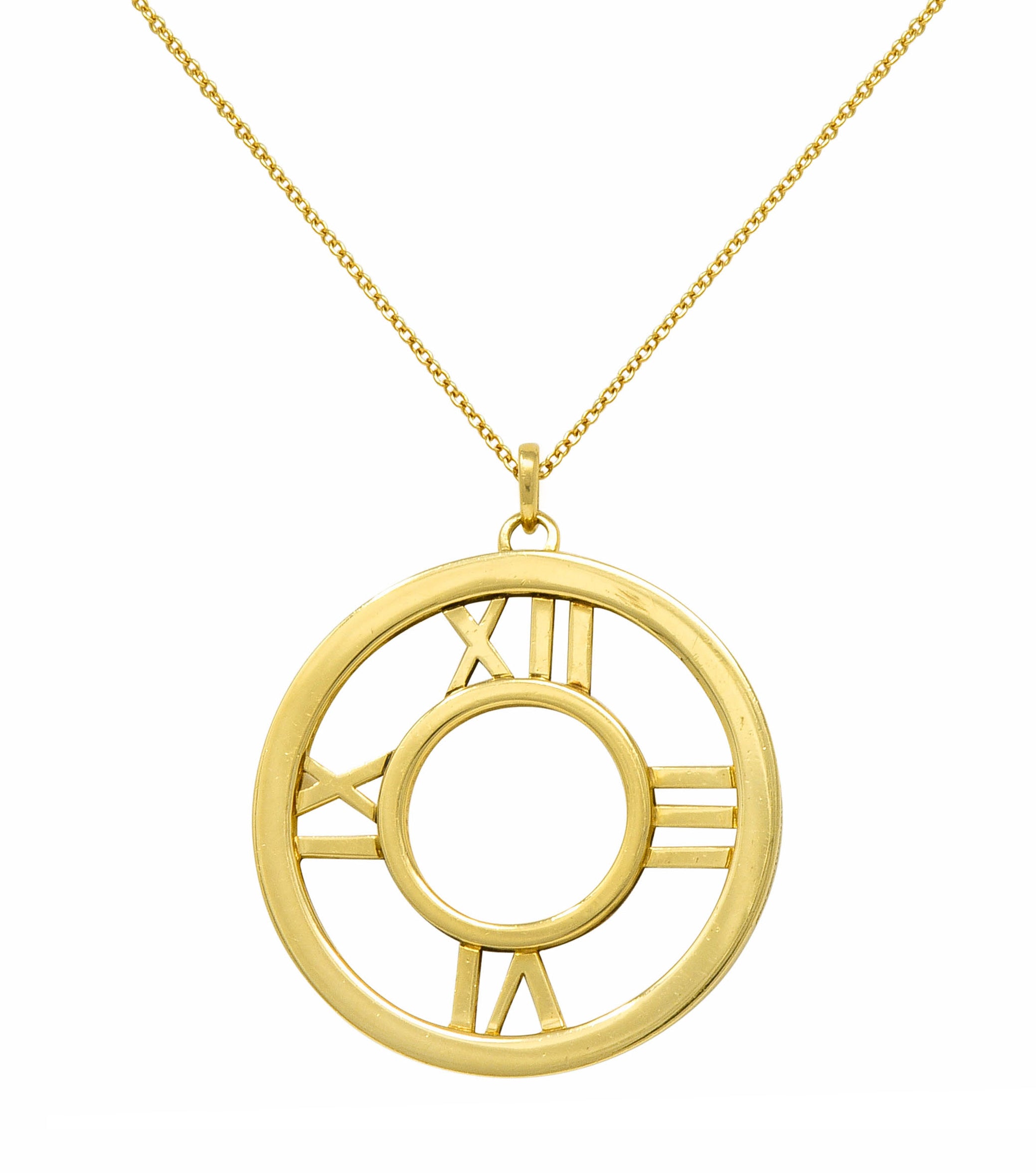 2003 Tiffany & Co. 18 Karat Gold Circular Atlas Pendant Necklace - Wilson's Estate Jewelry