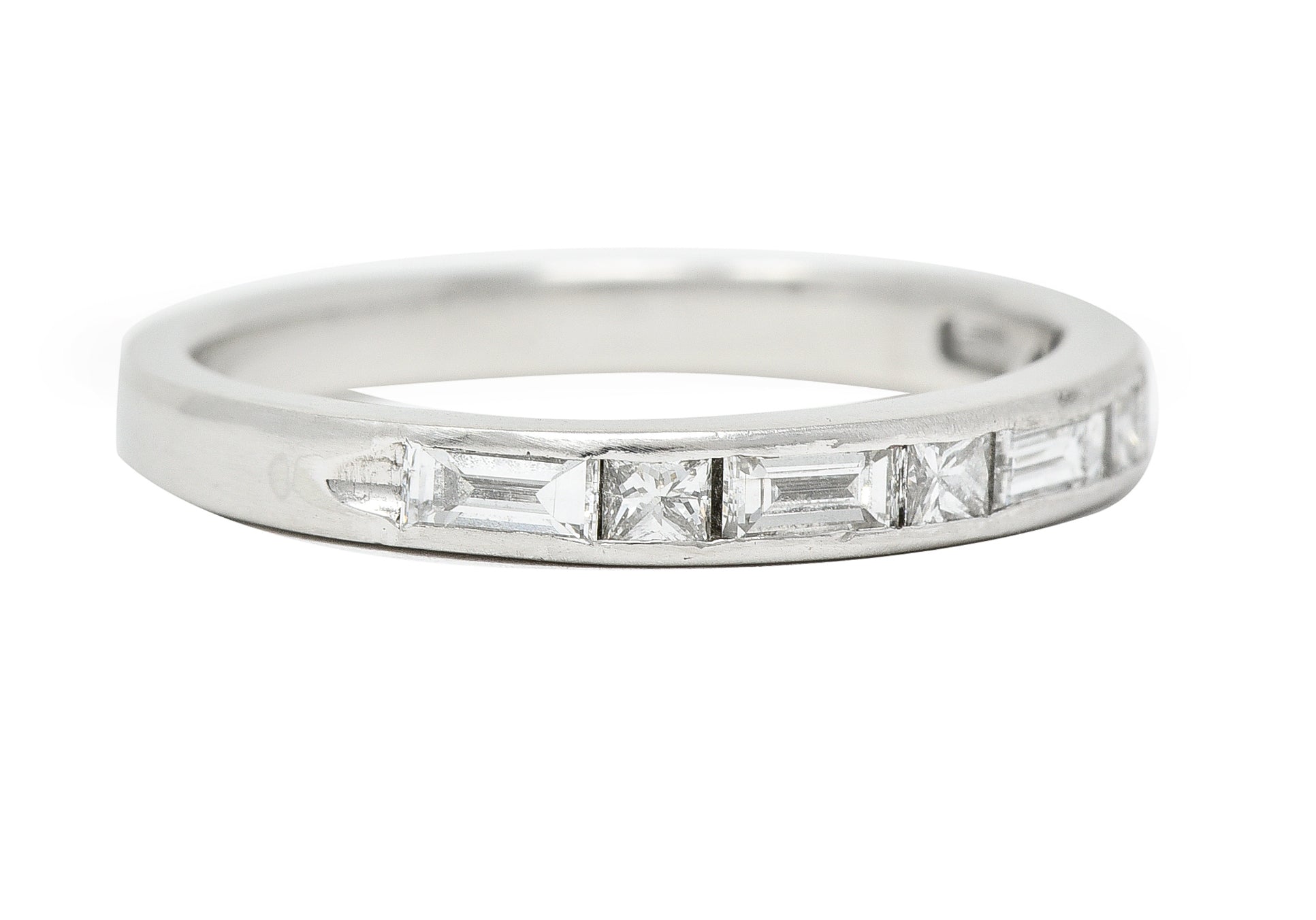 .11111Mid-Century 0.65 CTW Baguette Princess Cut Diamond Platinum Vintage Channel Band Ring Wilson's Estate Jewelry