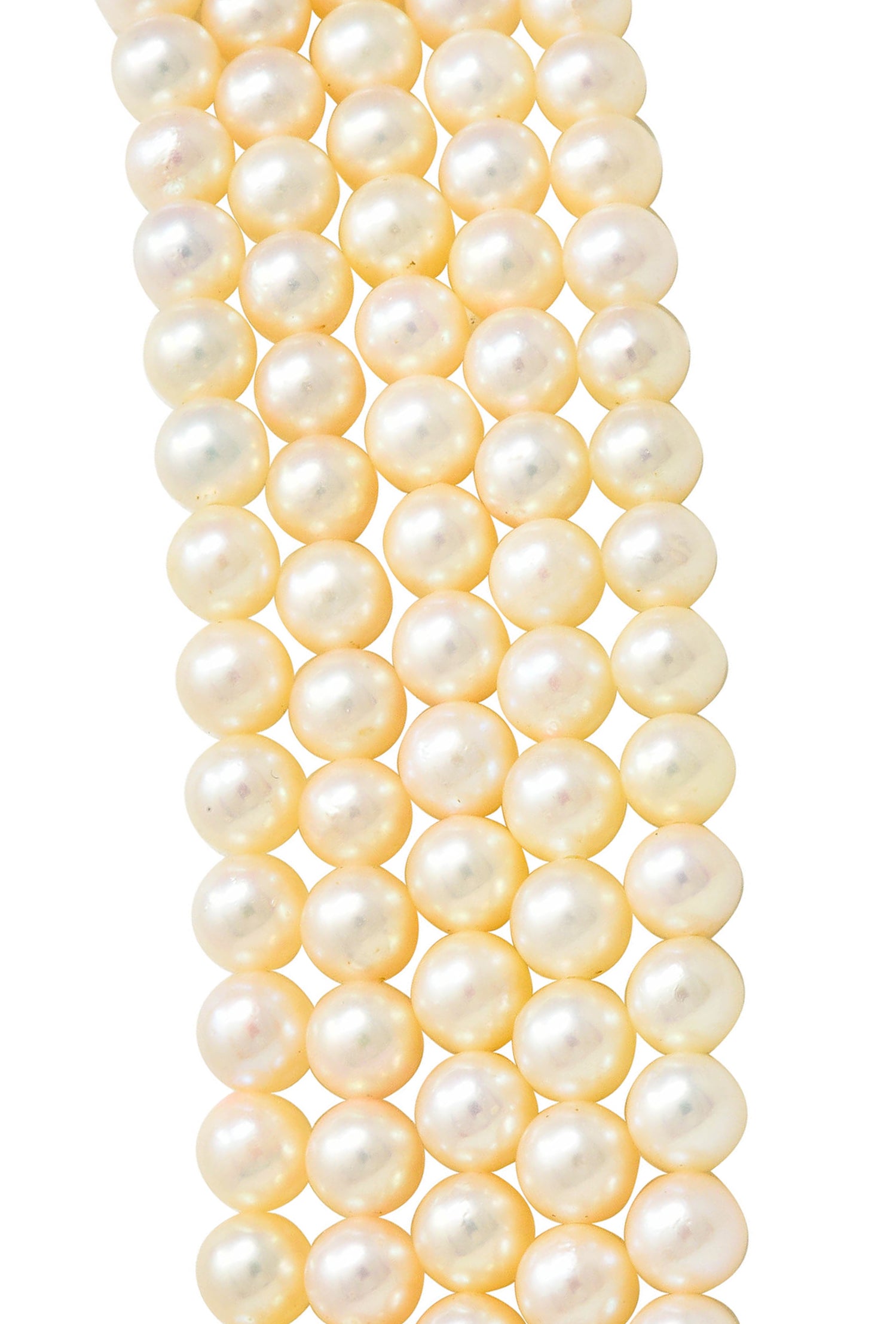 1960's Pearl Sapphire 18 Karat White Gold Five Strand Necklace - Wilson's Estate Jewelry