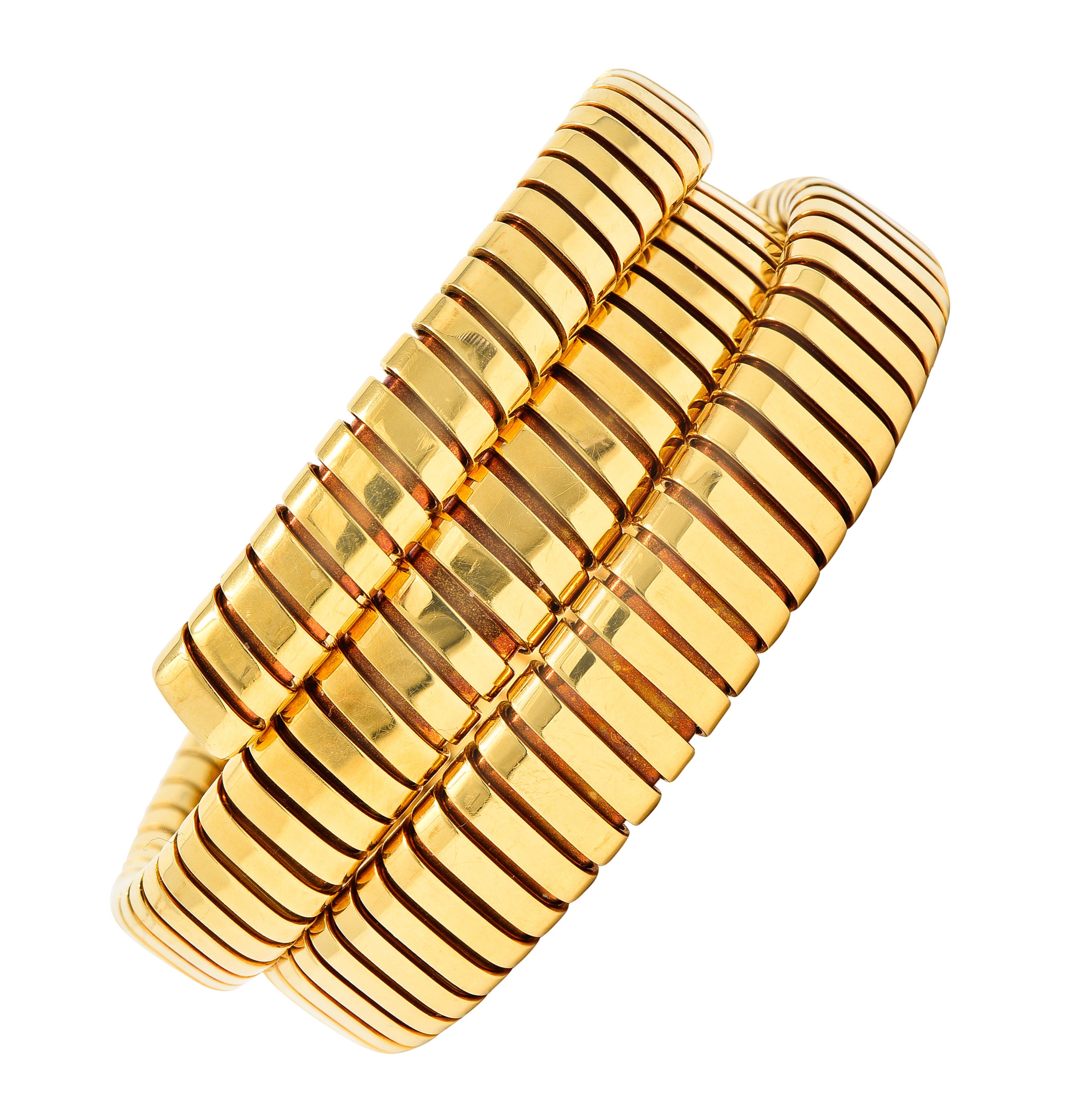 Bulgari 18 Karat Yellow Gold Flexible Tubogas Wrap Coil BraceletBracelet - Wilson's Estate Jewelry