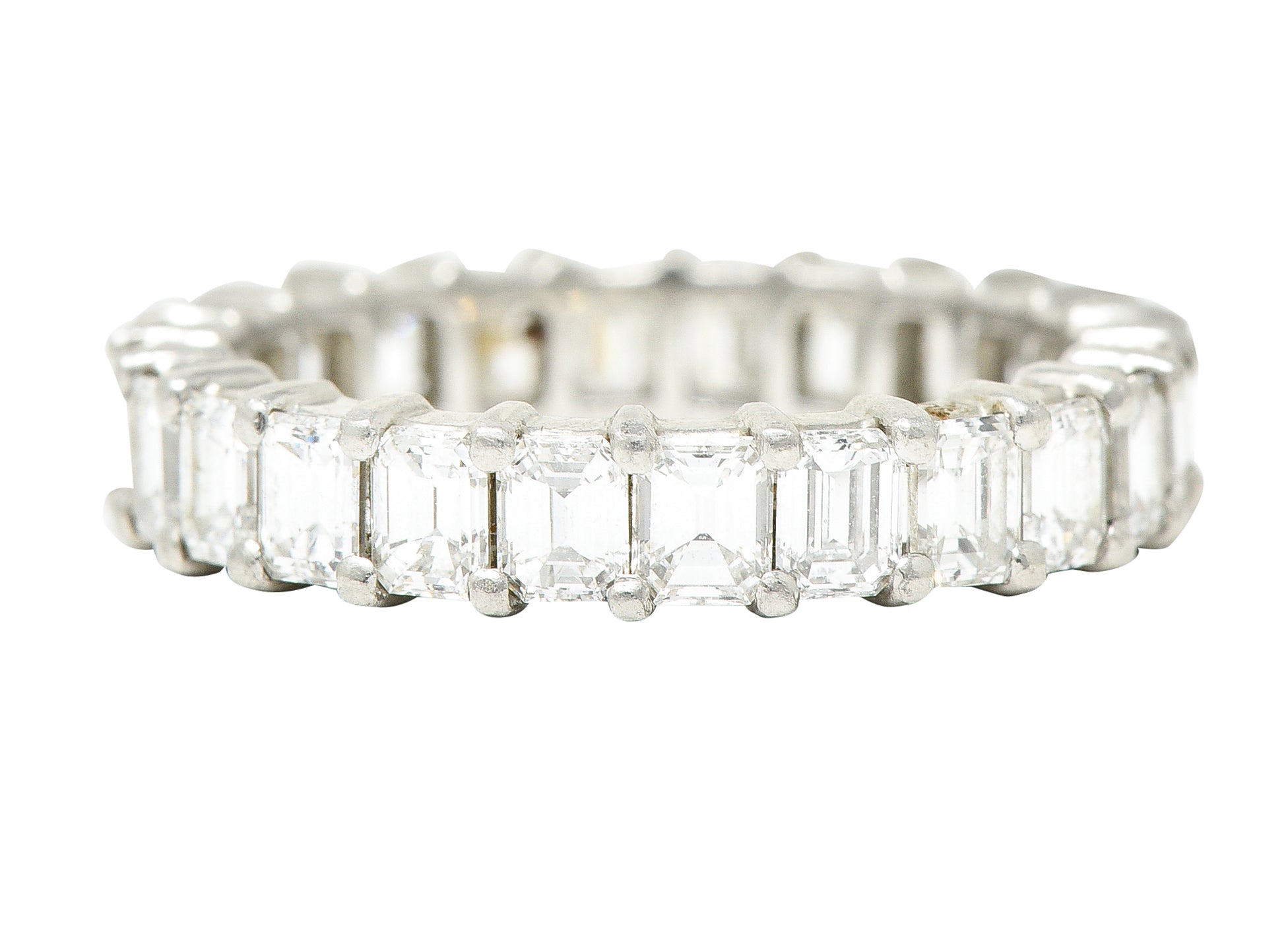 Mid-Century 3.00 CTW Emerald Cut Diamond Platinum Vintage Eternity Band Ring Wilson's Estate Jewelry