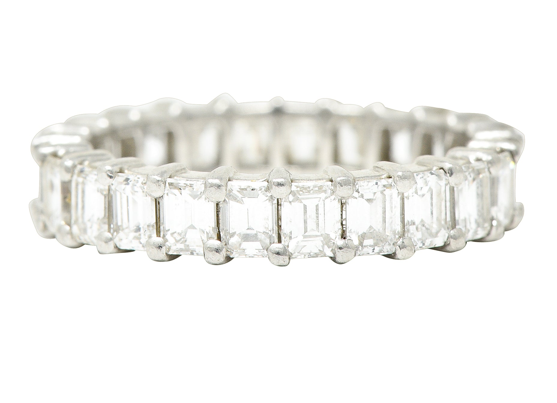 Mid-Century 3.00 CTW Emerald Cut Diamond Platinum Vintage Eternity Band Ring Wilson's Estate Jewelry