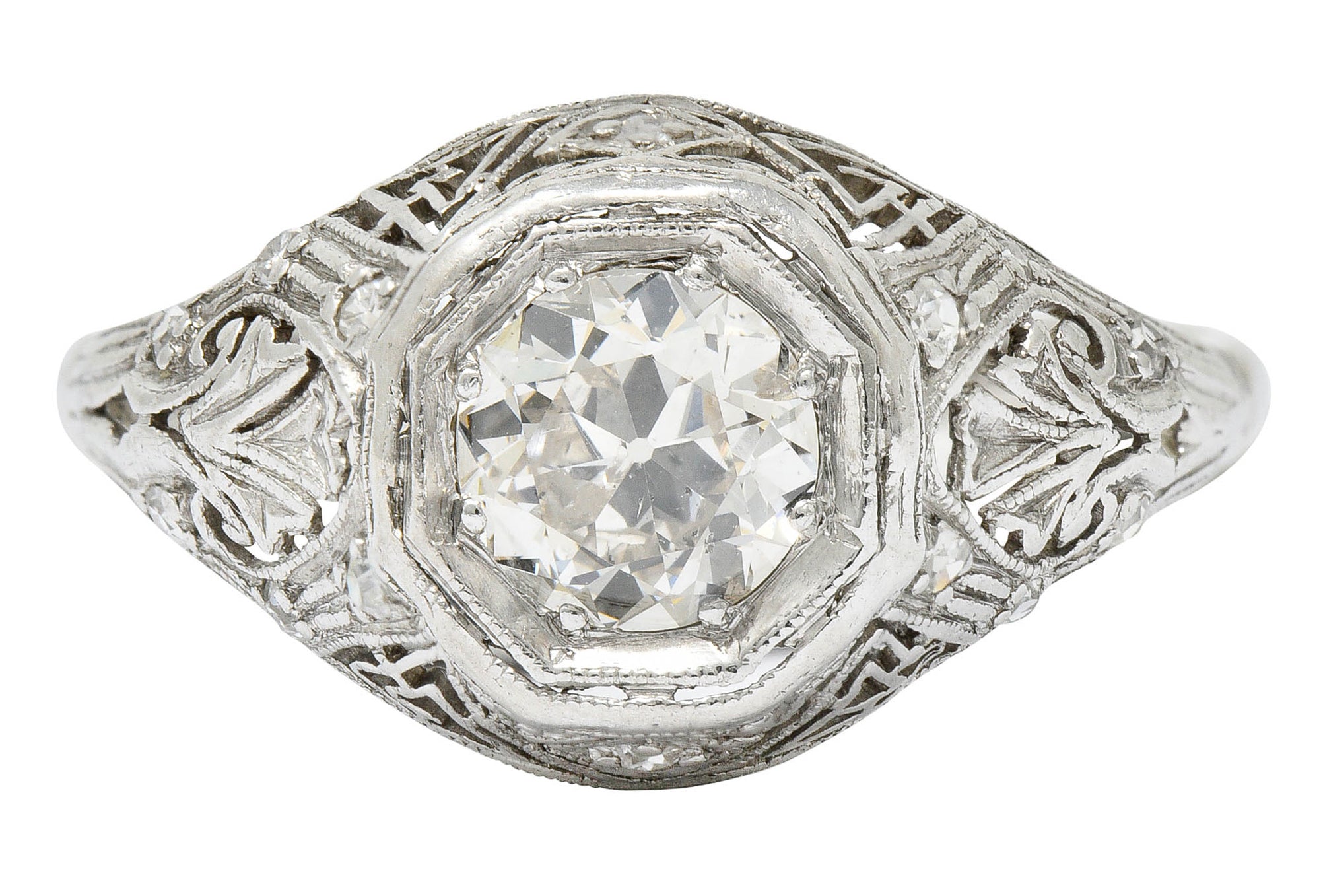 Early Art Deco 0.75 CTW Diamond 14 Karat White Gold Engagement RingRing - Wilson's Estate Jewelry