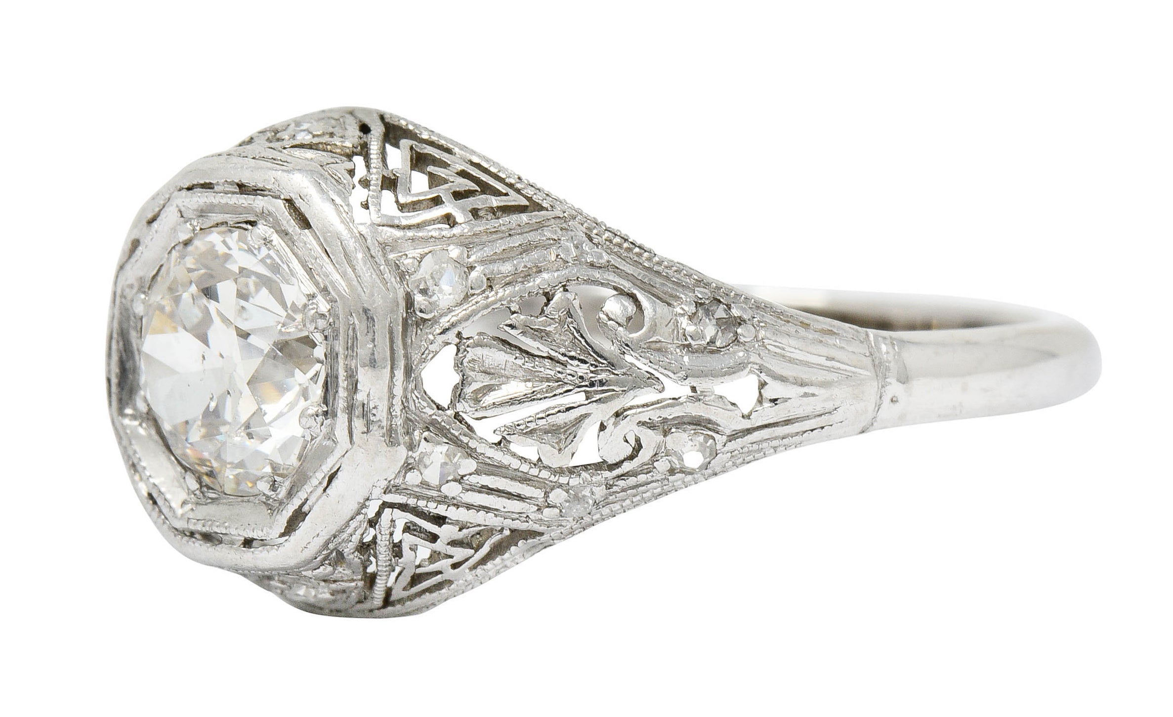 Early Art Deco 0.75 CTW Diamond 14 Karat White Gold Engagement RingRing - Wilson's Estate Jewelry