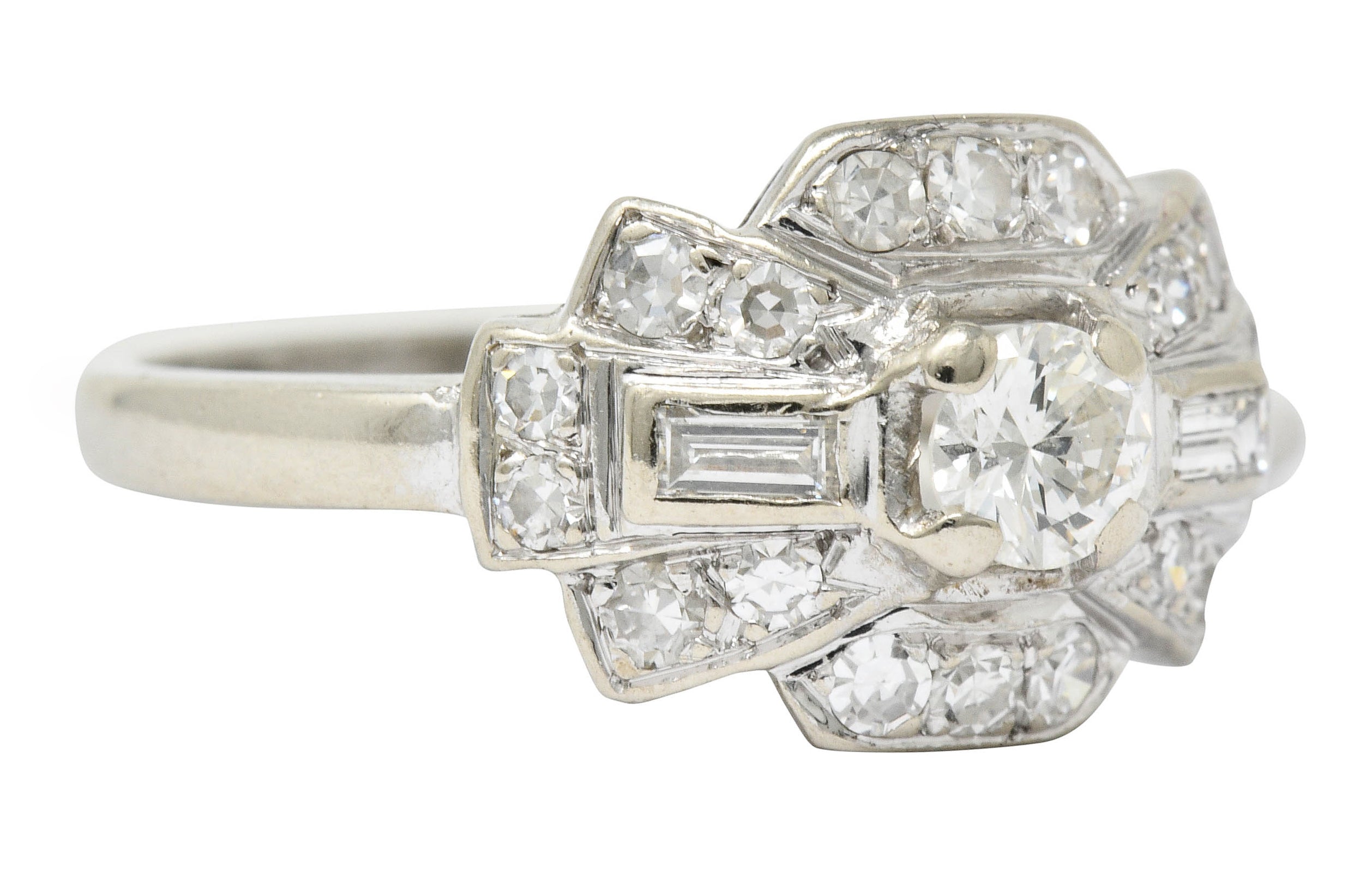 1950's Mid-Century Diamond 14 Karat White Gold Dinner Ring - Wilson's Estate Jewelry