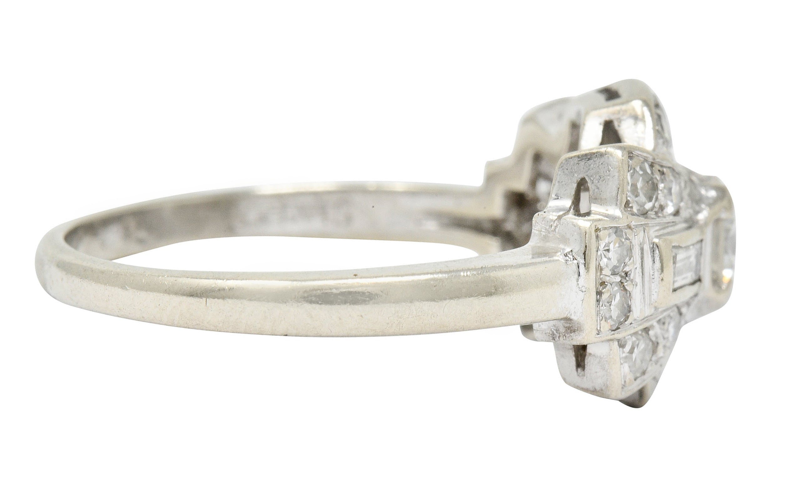 1950's Mid-Century Diamond 14 Karat White Gold Dinner Ring - Wilson's Estate Jewelry