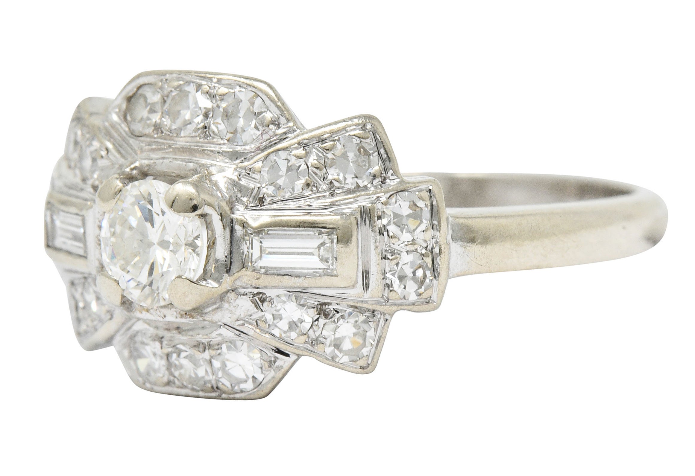 1950's Mid-Century Diamond 14 Karat White Gold Dinner Ring - Wilson's Estate Jewelry