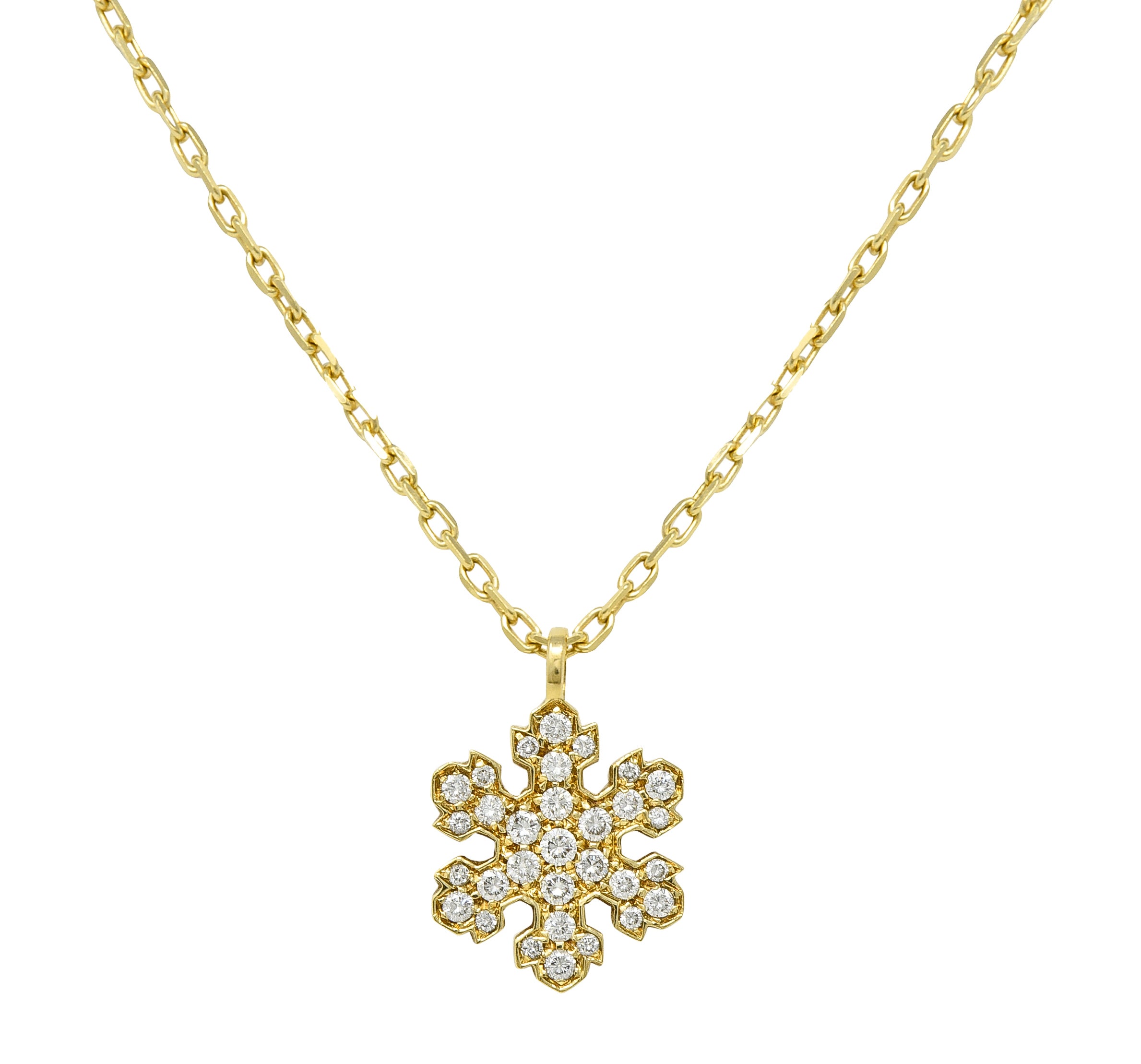 Bulgari Diamond 0.75 CTW Diamond 18 Karat Gold Fiocco De Neve Snowflake Necklace