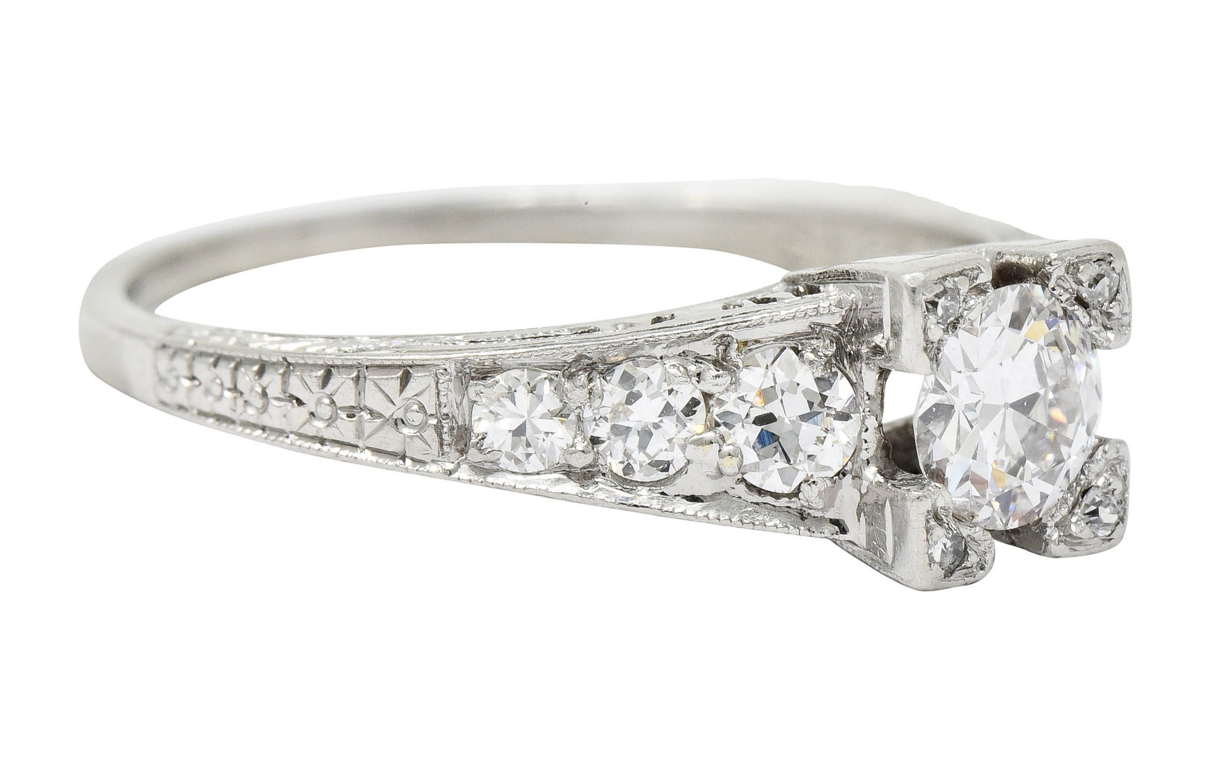 Art Deco 0.78 CTW Diamond Platinum Engagement Ring - Wilson's Estate Jewelry