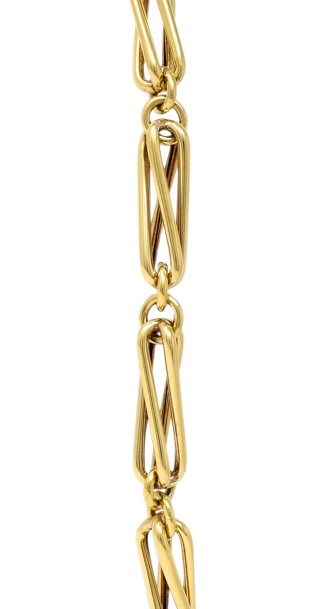 1960's 18 Karat Yellow Gold Elongated Twist Link Vintage Chain Necklace