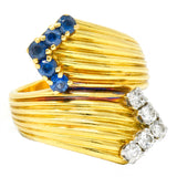 1980's Vintage Sapphire Diamond 18 Karat Gold Bypass RingRing - Wilson's Estate Jewelry