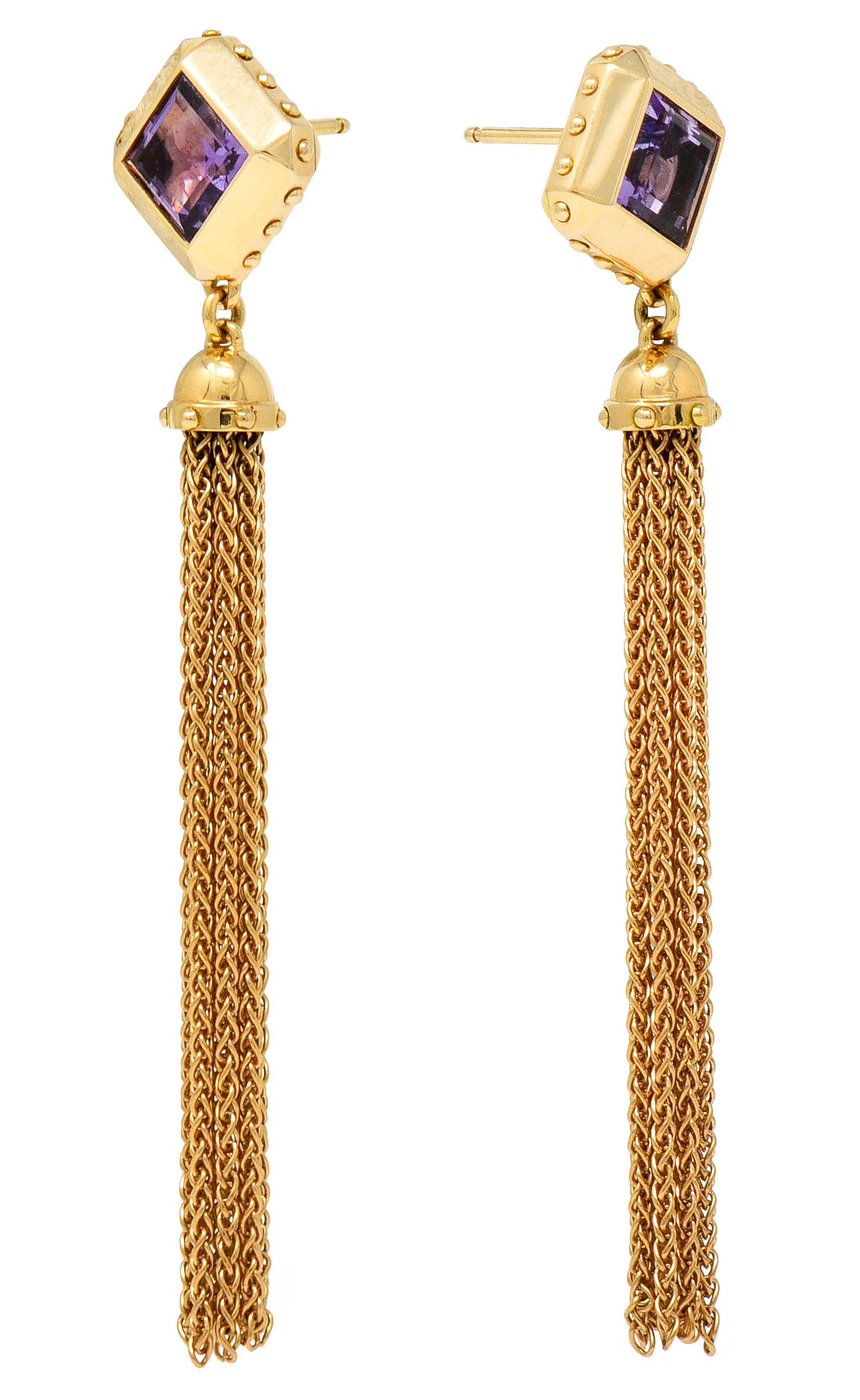 2014 Louis Vuitton Amethyst 18 Karat Gold Emprise Tassel Earrings - Wilson's Estate Jewelry