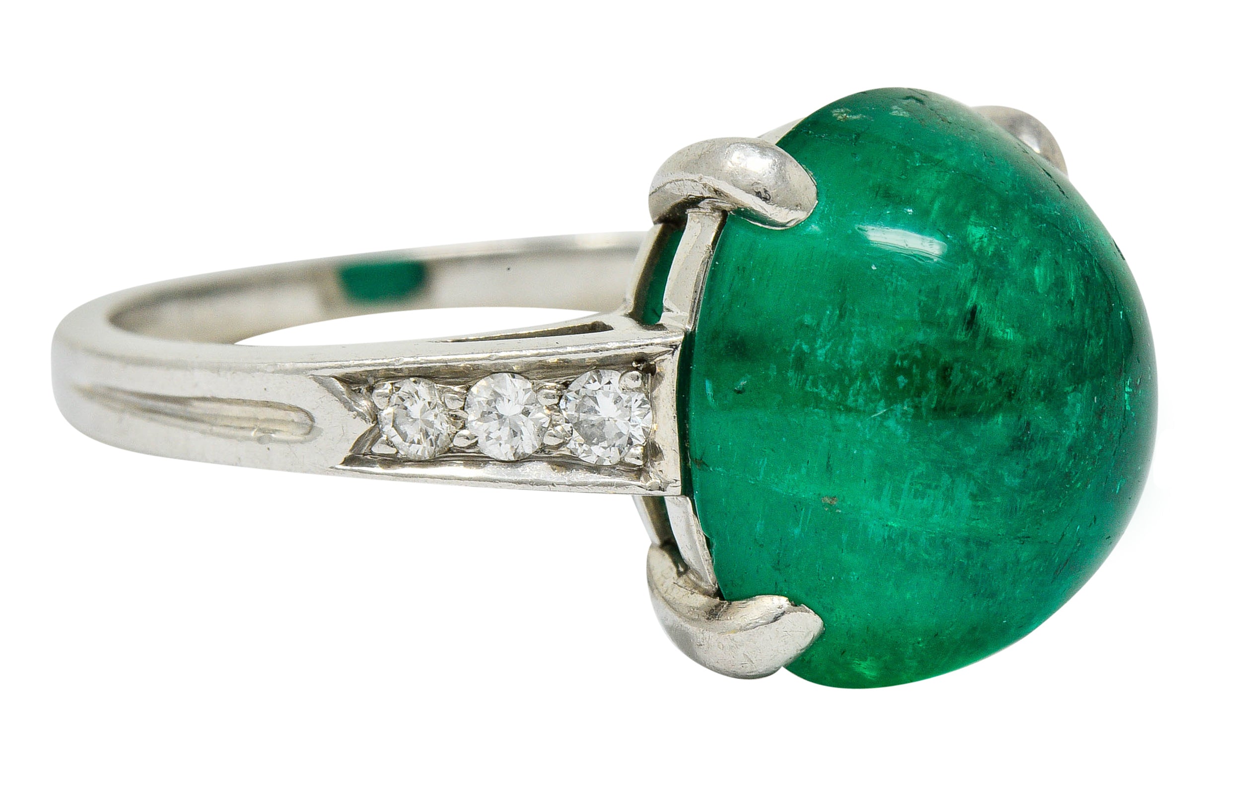 Tiffany & Co. Retro 7.15 CTW Colombian Emerald Diamond Platinum Statement Ring AGLRing - Wilson's Estate Jewelry