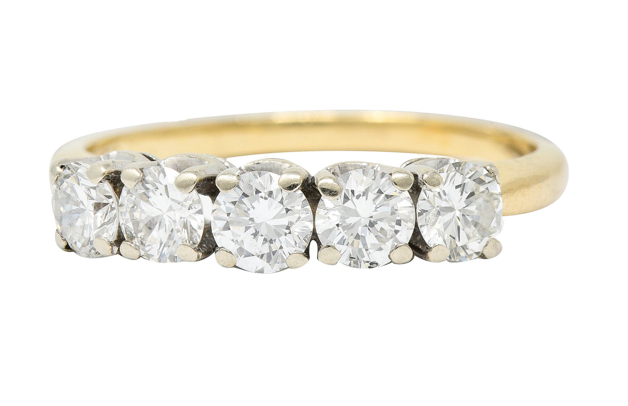 Retro 1.00 CTW Diamond 14 Karat Two-Tone Gold Stacking Band RingRing - Wilson's Estate Jewelry