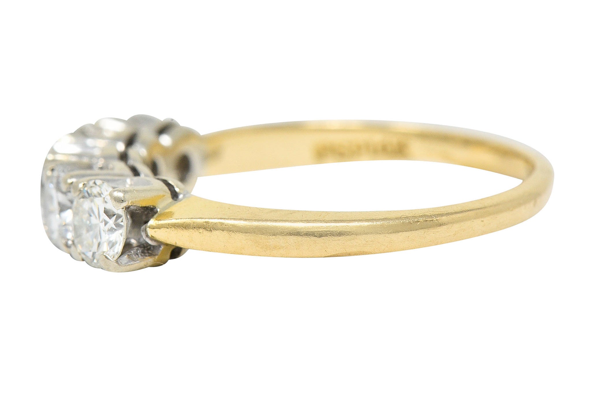 Retro 1.00 CTW Diamond 14 Karat Two-Tone Gold Stacking Band RingRing - Wilson's Estate Jewelry