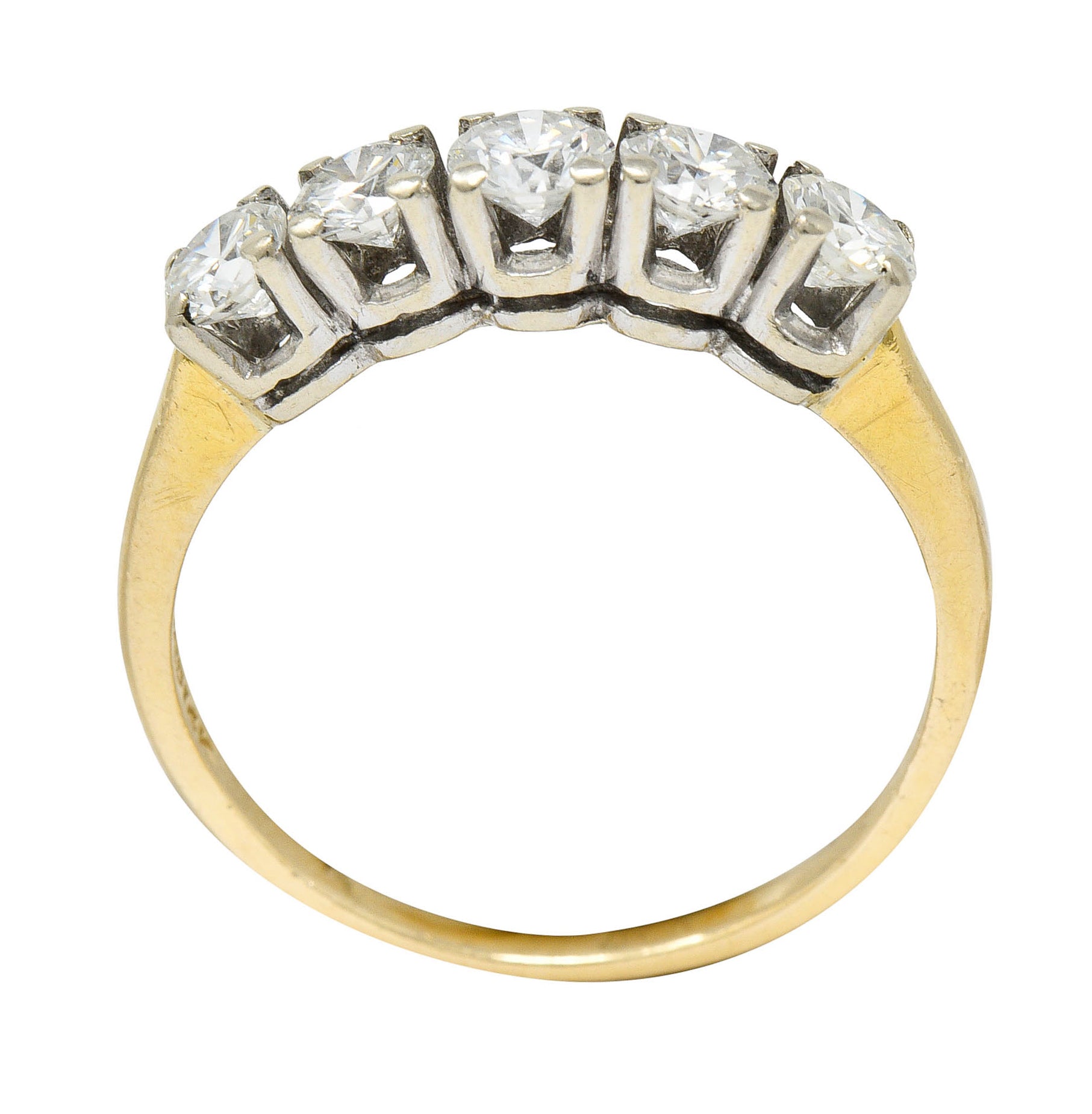 Retro 1.00 CTW Diamond 14 Karat Two-Tone Gold Stacking Band RingRing - Wilson's Estate Jewelry