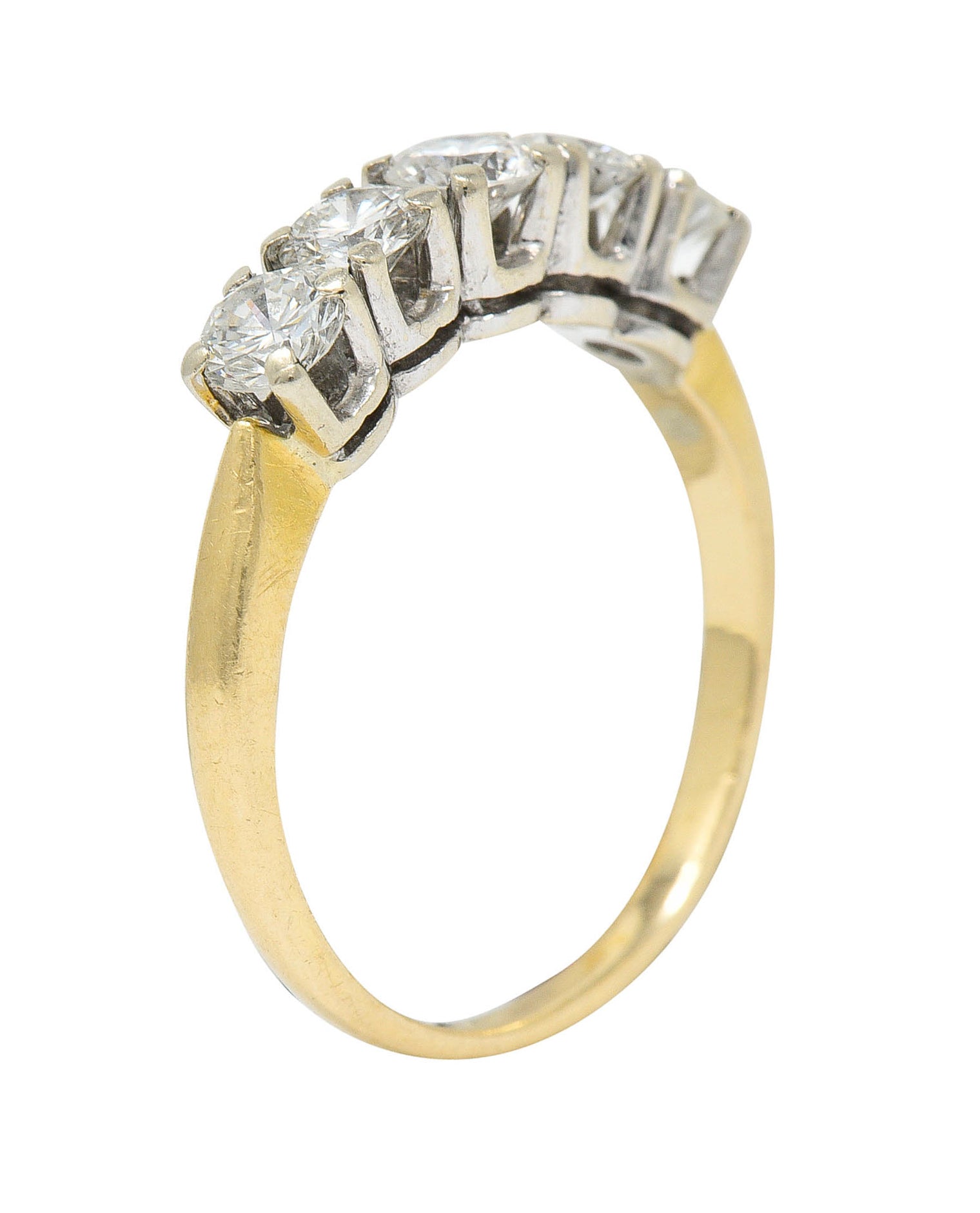 Retro 1.00 CTW Diamond 14 Karat Two-Tone Gold Stacking Band RingRing - Wilson's Estate Jewelry