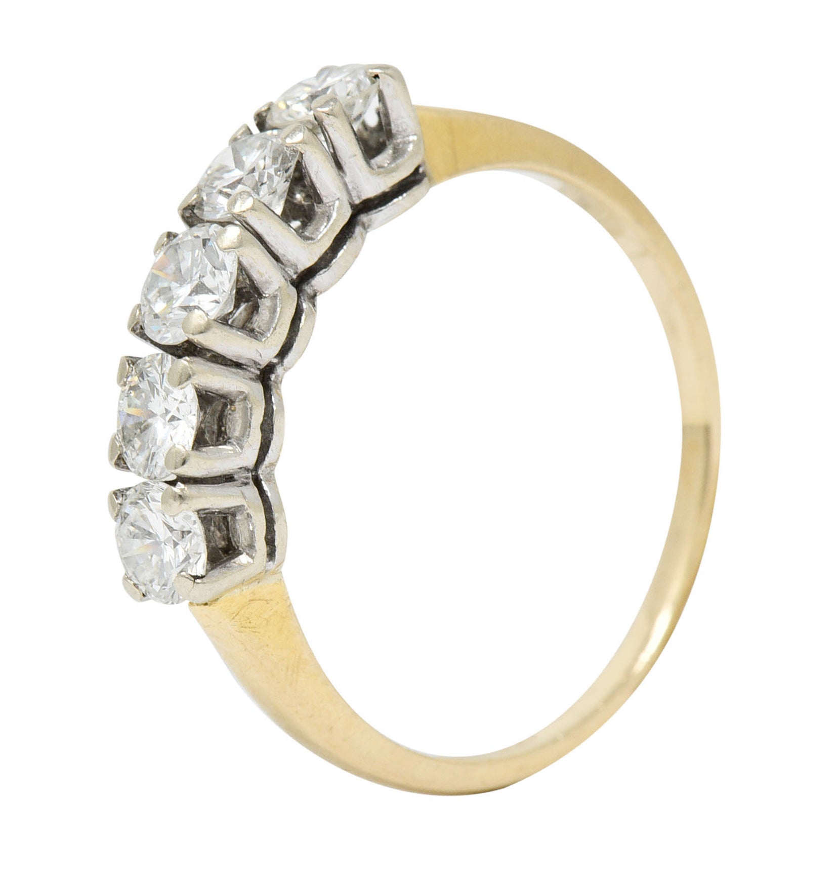 Retro 1.00 CTW Diamond 14 Karat Two-Tone Gold Stacking Band RingRing - Wilson's Estate Jewelry