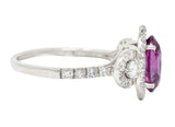 Orianne 3.10 CTW Pink Sapphire Diamond Platinum Triple Halo Ring Wilson's Antique & Estate Jewelry