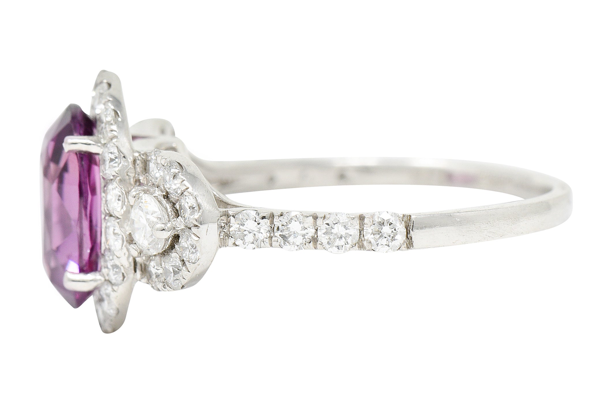 Orianne 3.10 CTW Pink Sapphire Diamond Platinum Triple Halo Ring Wilson's Antique & Estate Jewelry