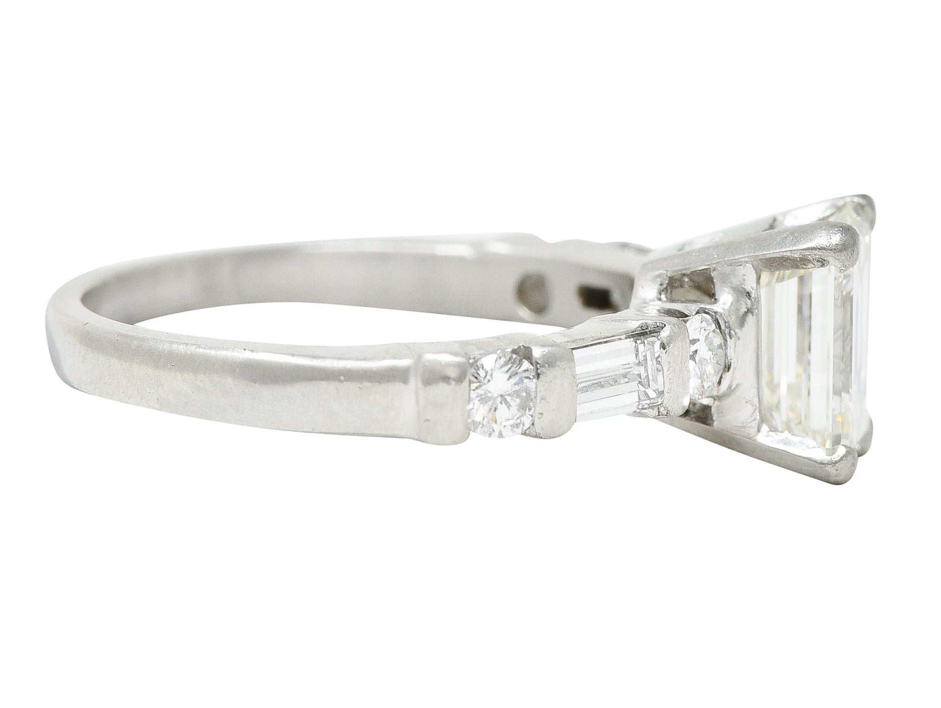 Mid-Century 1.85 CTW Emerald Cut Diamond Platinum Engagement Ring Circa 1950 Wilson's Antique & Estate Jewelry