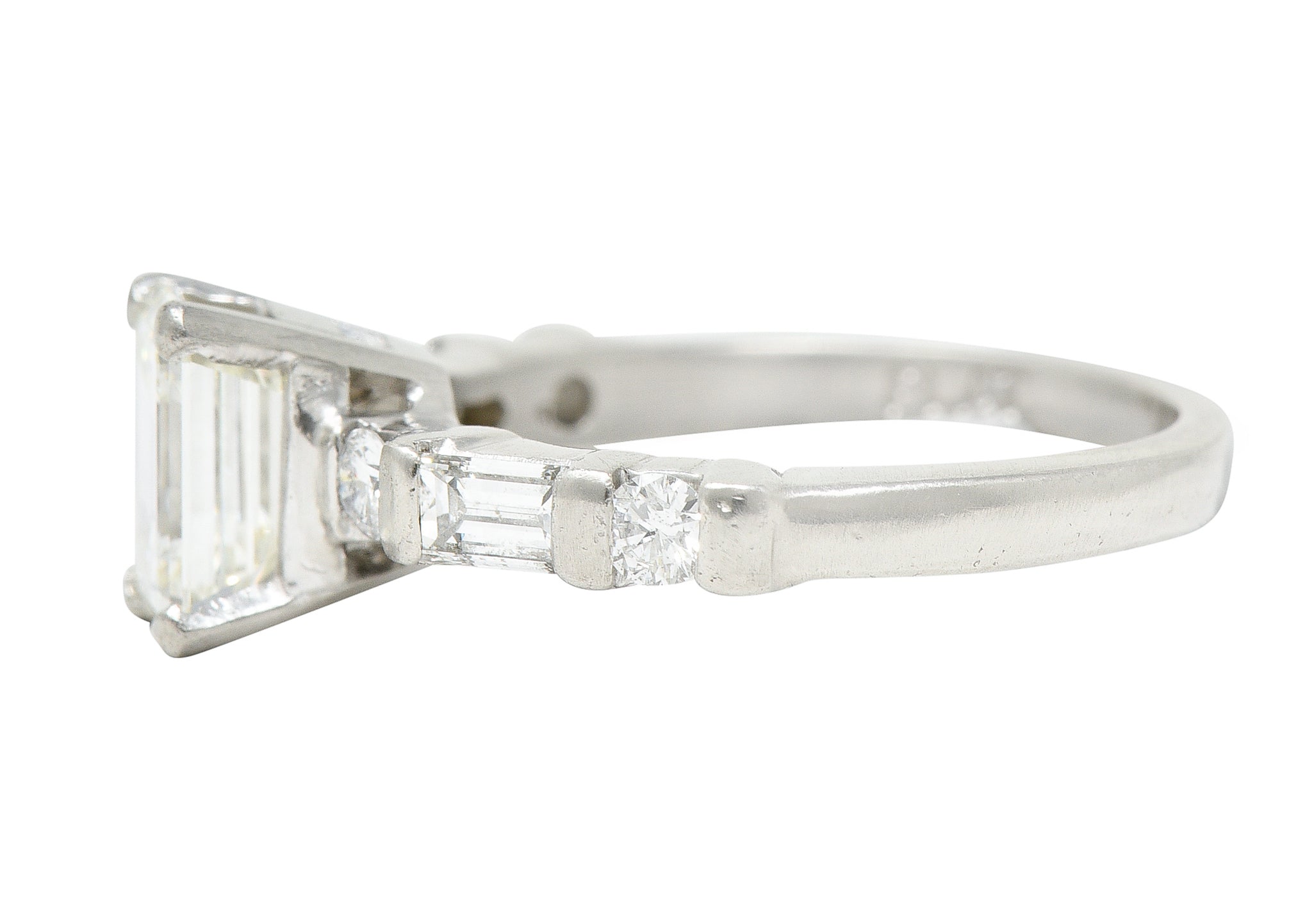 Mid-Century 1.85 CTW Emerald Cut Diamond Platinum Engagement Ring Circa 1950 Wilson's Antique & Estate Jewelry