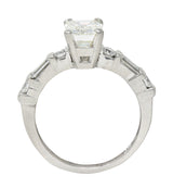 Mid-Century 1.85 CTW Emerald Cut Diamond Platinum Engagement Ring Circa 1950 Wilson's Antique & Estate Jewelry