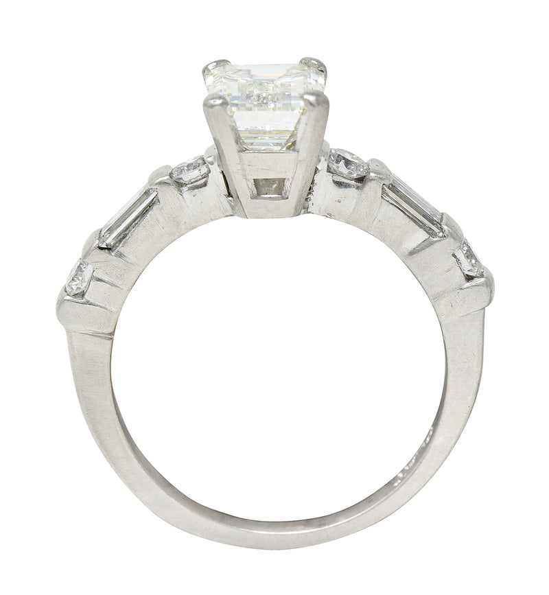 Mid-Century 1.85 CTW Emerald Cut Diamond Platinum Engagement Ring Circa 1950 Wilson's Antique & Estate Jewelry