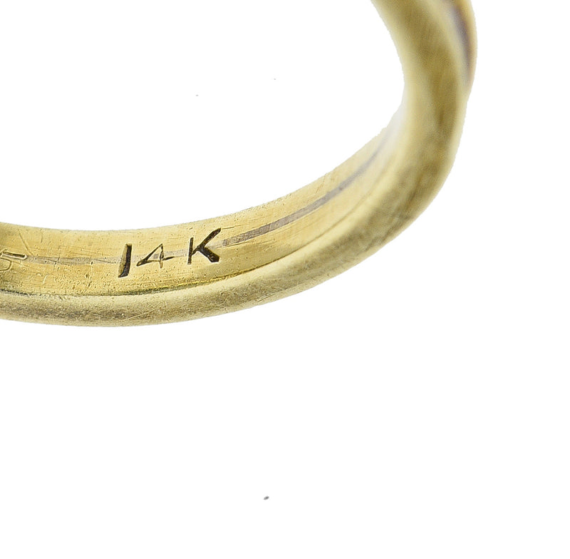 Art Deco Zircon 14 Karat Yellow Gold Scroll Vintage Ring