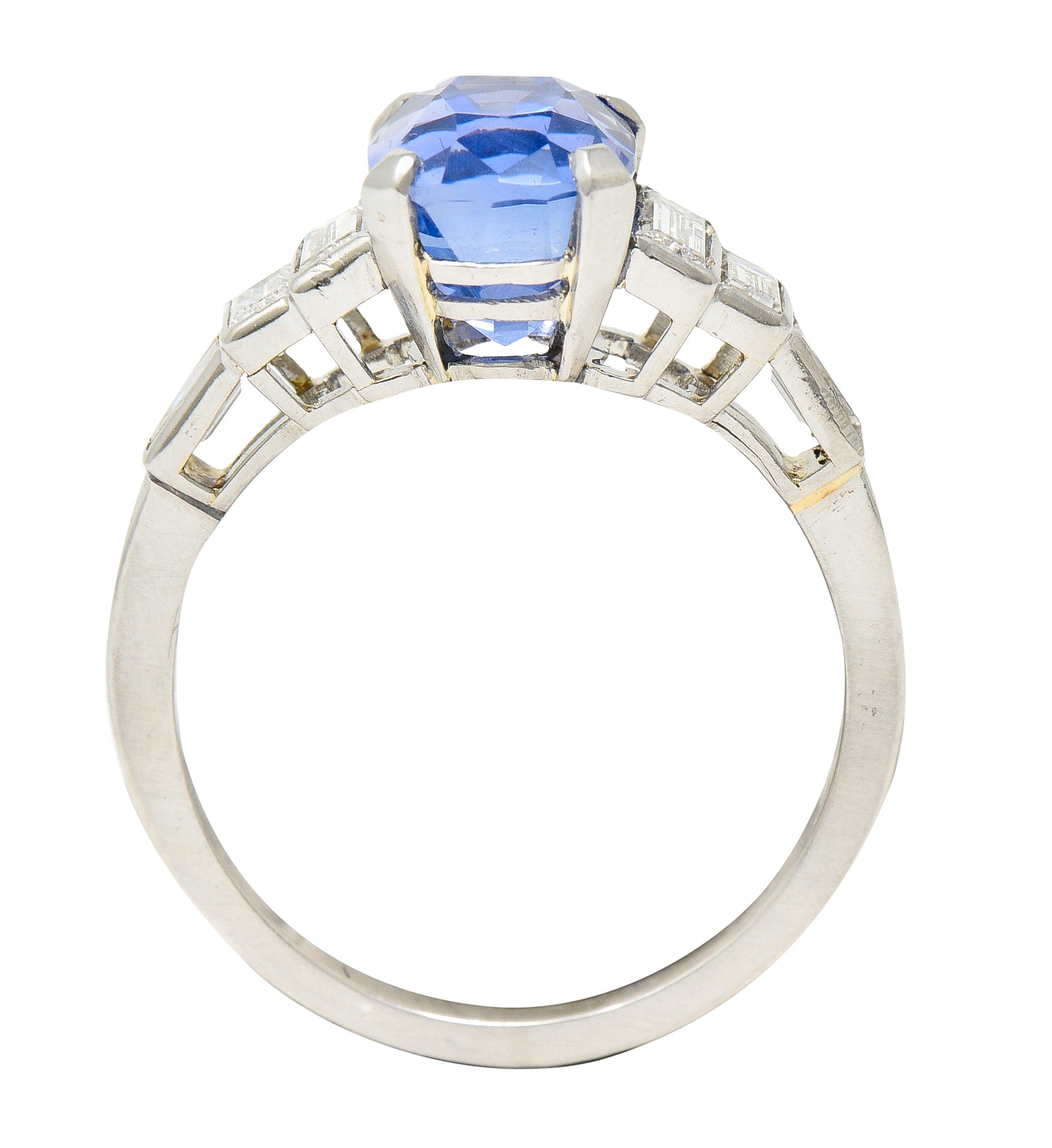 Mid-Century 3.83 CTW No Heat Ceylon Sapphire Diamond Platinum Vintage Ring GIA Wilson's Estate Jewelry