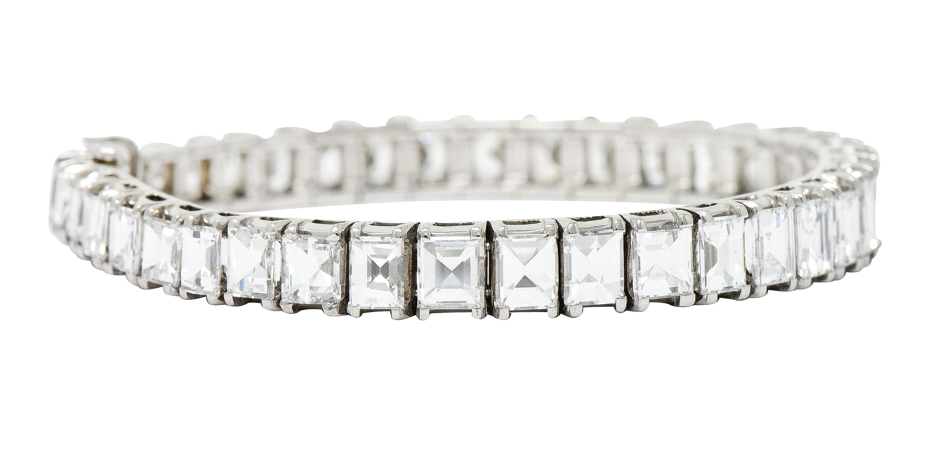 1950's Mid-Century 19.25 CTW Step Cut Diamond Platinum Tennis Line Braceletbracelet - Wilson's Estate Jewelry