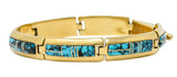 Contemporary B.G. Mudd Turquoise Inlay 14 Karat Gold Link Braceletbracelet - Wilson's Estate Jewelry