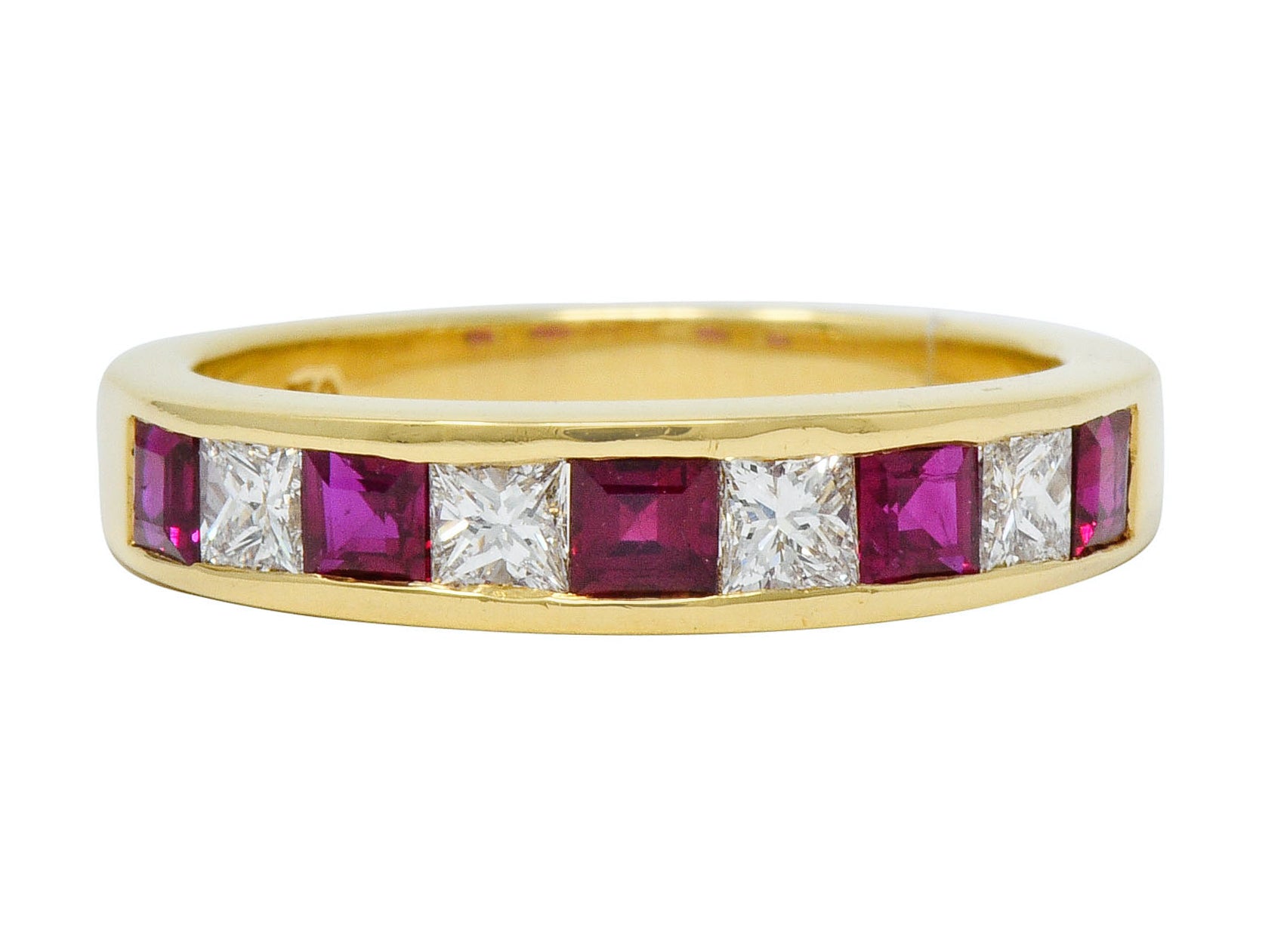 Tiffany & Co. 1.30 CTW Ruby Diamond 18 Karat Gold Channel Band Circa 1990 - Wilson's Estate Jewelry