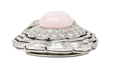 French Pink Saltwater Conch Pearl Diamond Platinum Scallop Shell Vintage Mid-Century Brooch Clip GIA Wilson's Estate Jewelry