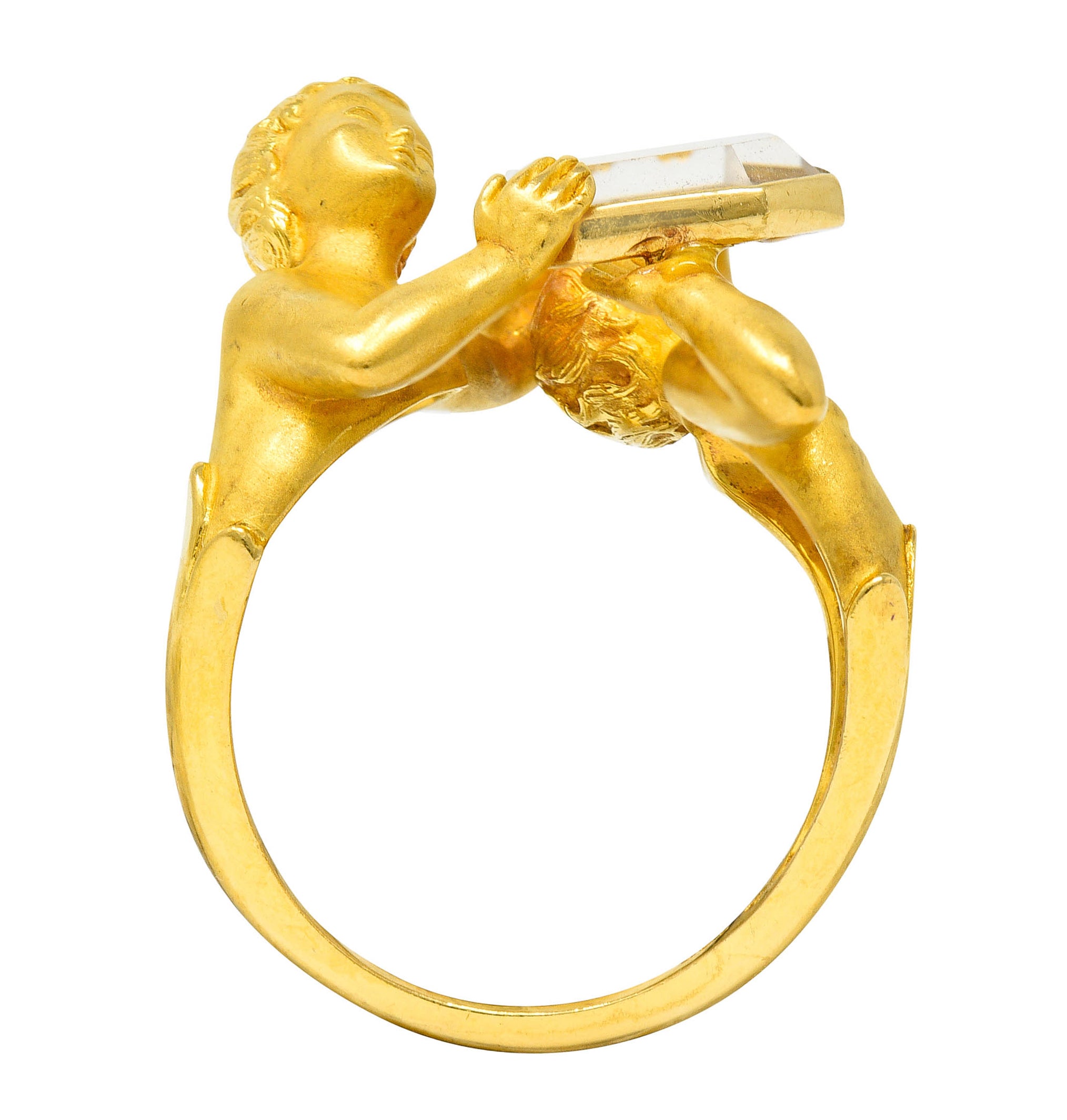 Carrera Y Carrera Rock Crystal 18 Karat Gold Cherubic RingRing - Wilson's Estate Jewelry