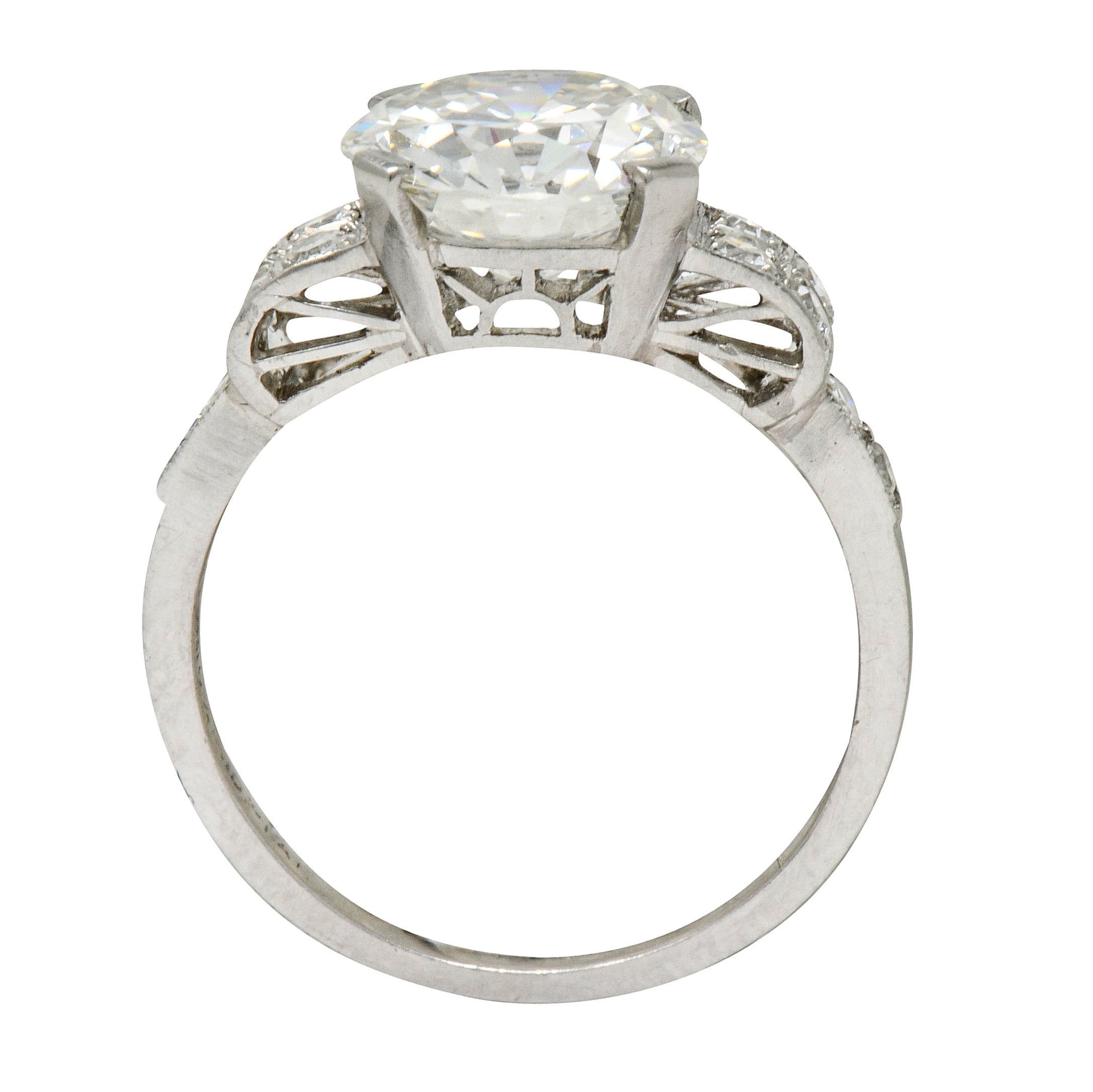 Art Deco 2.68 CTW Diamond Platinum Sunburst Engagement Ring GIA - Wilson's Estate Jewelry