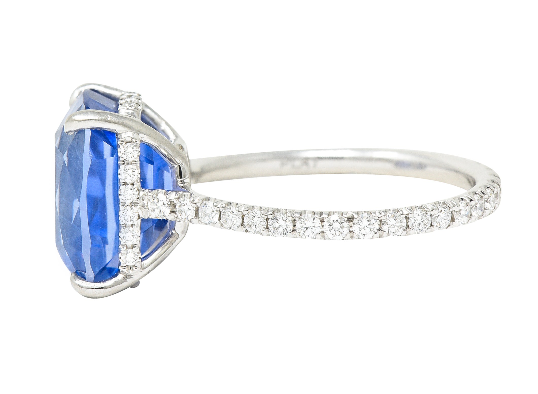 Contemporary 6.07 CTW No-Heat Ceylon Sapphire Diamond Platinum Eternity Band Gemstone Ring AGL Wilson's Estate Jewelry