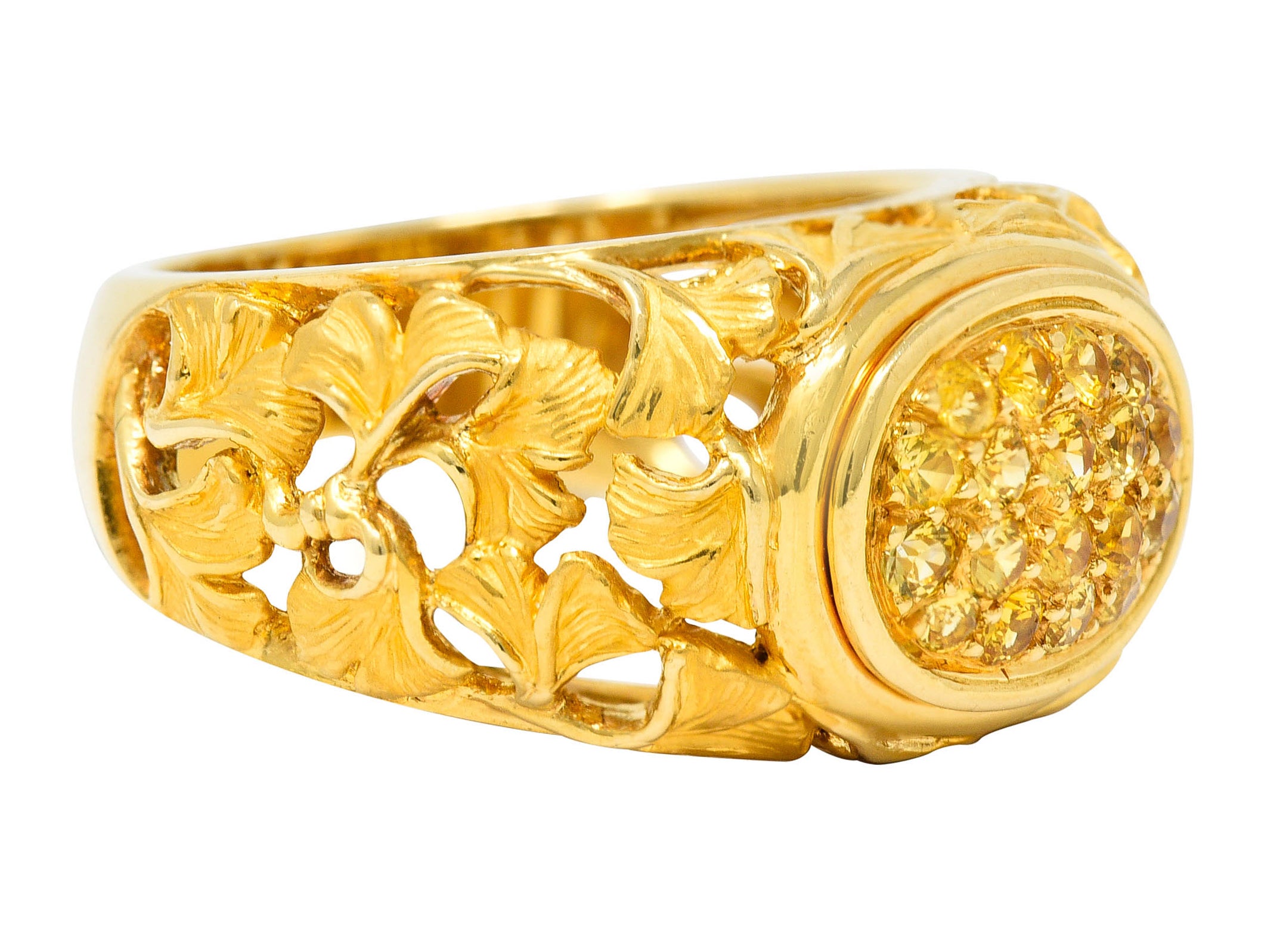 Carrera Y Carrera Yellow Sapphire 18 Karat Gold Ginkgo Band RingRing - Wilson's Estate Jewelry