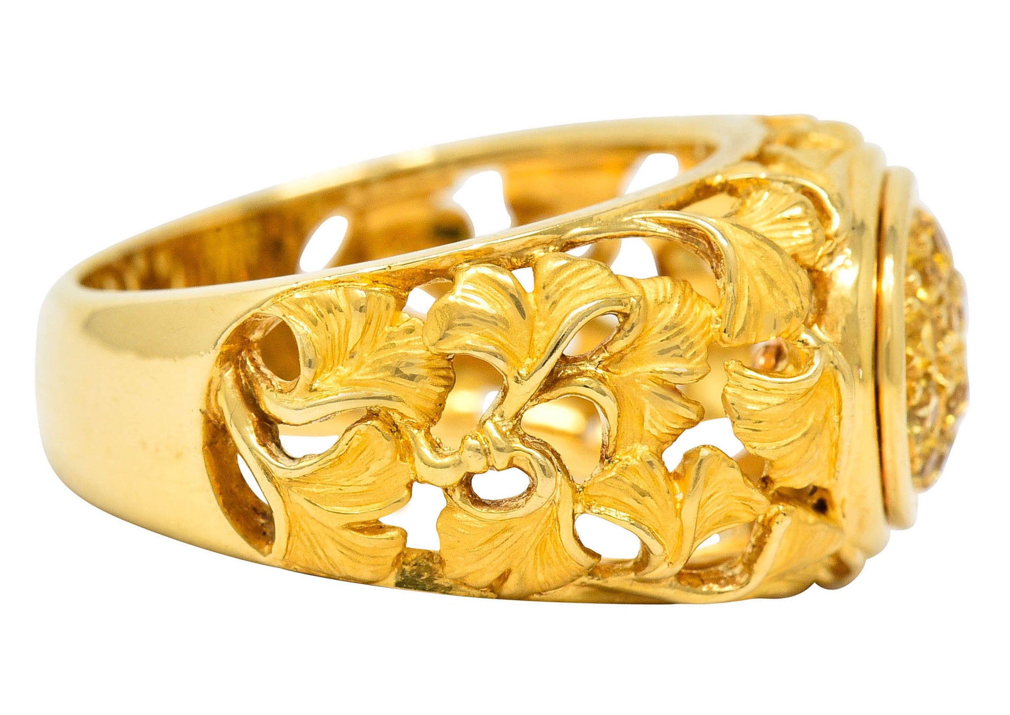 Carrera Y Carrera Yellow Sapphire 18 Karat Gold Ginkgo Band RingRing - Wilson's Estate Jewelry