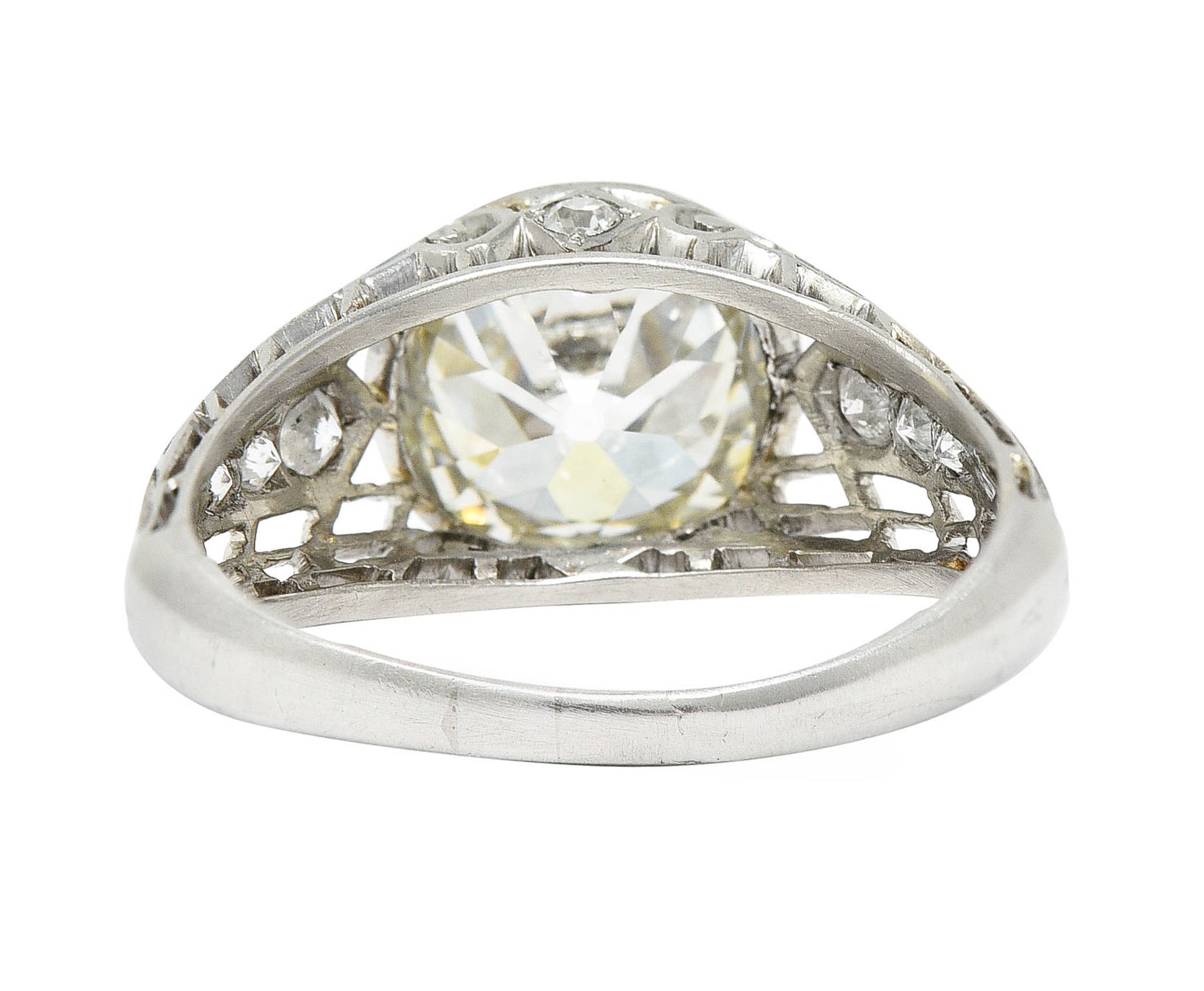 Edwardian 2.40 CTW Old European Diamond Platinum Trellis Engagement RingRing - Wilson's Estate Jewelry