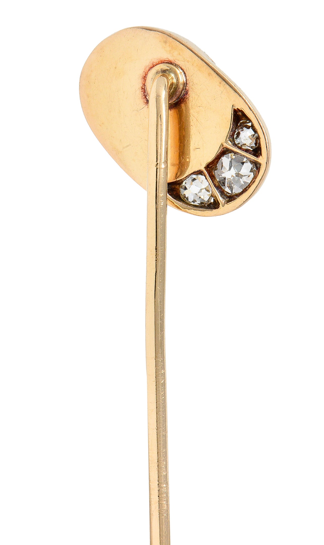 Victorian Diamond Moonstone Cabochon 14 karat Gold Jockey Hat Antique Stickpin