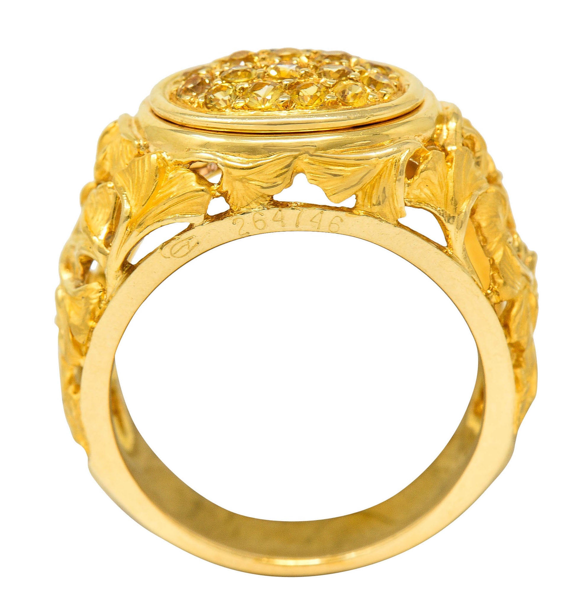 Carrera Y Carrera Yellow Sapphire 18 Karat Gold Ginkgo Band RingRing - Wilson's Estate Jewelry