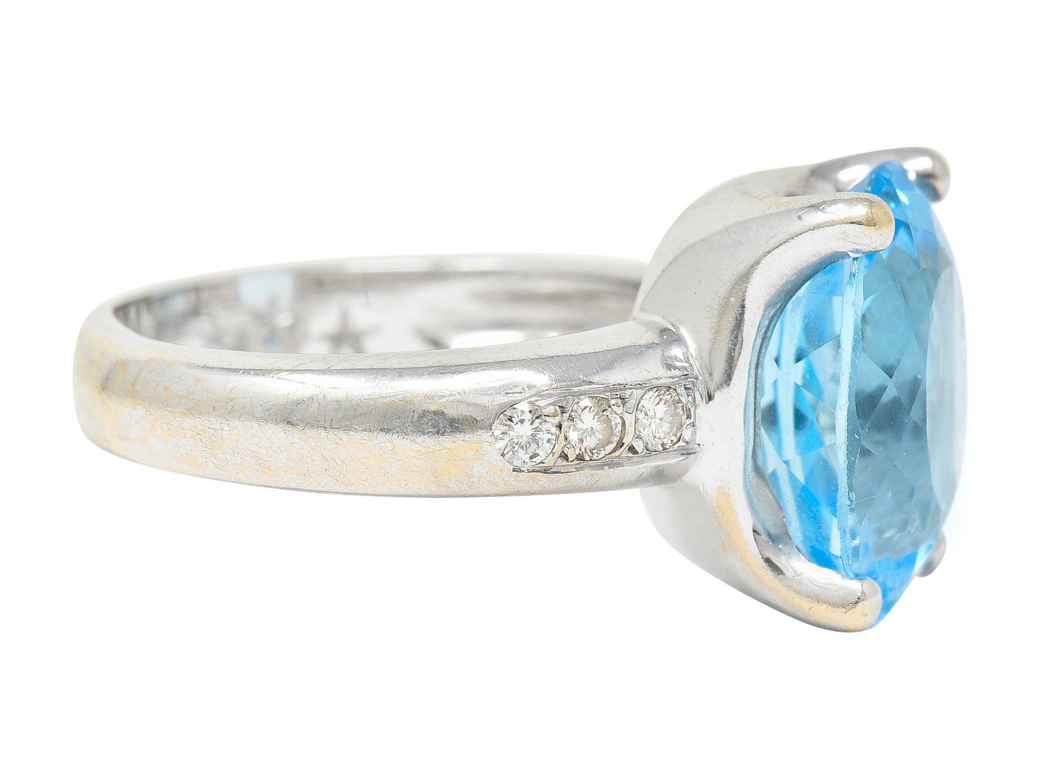 JB Star Blue Topaz Diamond 18 Karat White Gold Gemstone RingRing - Wilson's Estate Jewelry