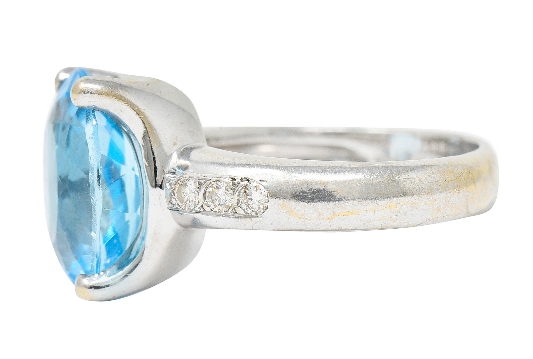 JB Star Blue Topaz Diamond 18 Karat White Gold Gemstone RingRing - Wilson's Estate Jewelry