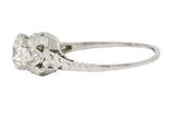 Art Deco 0.91 CTW Diamond Platinum Heart Vintage Engagement Ring