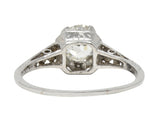 Art Deco 0.91 CTW Diamond Platinum Heart Vintage Engagement Ring