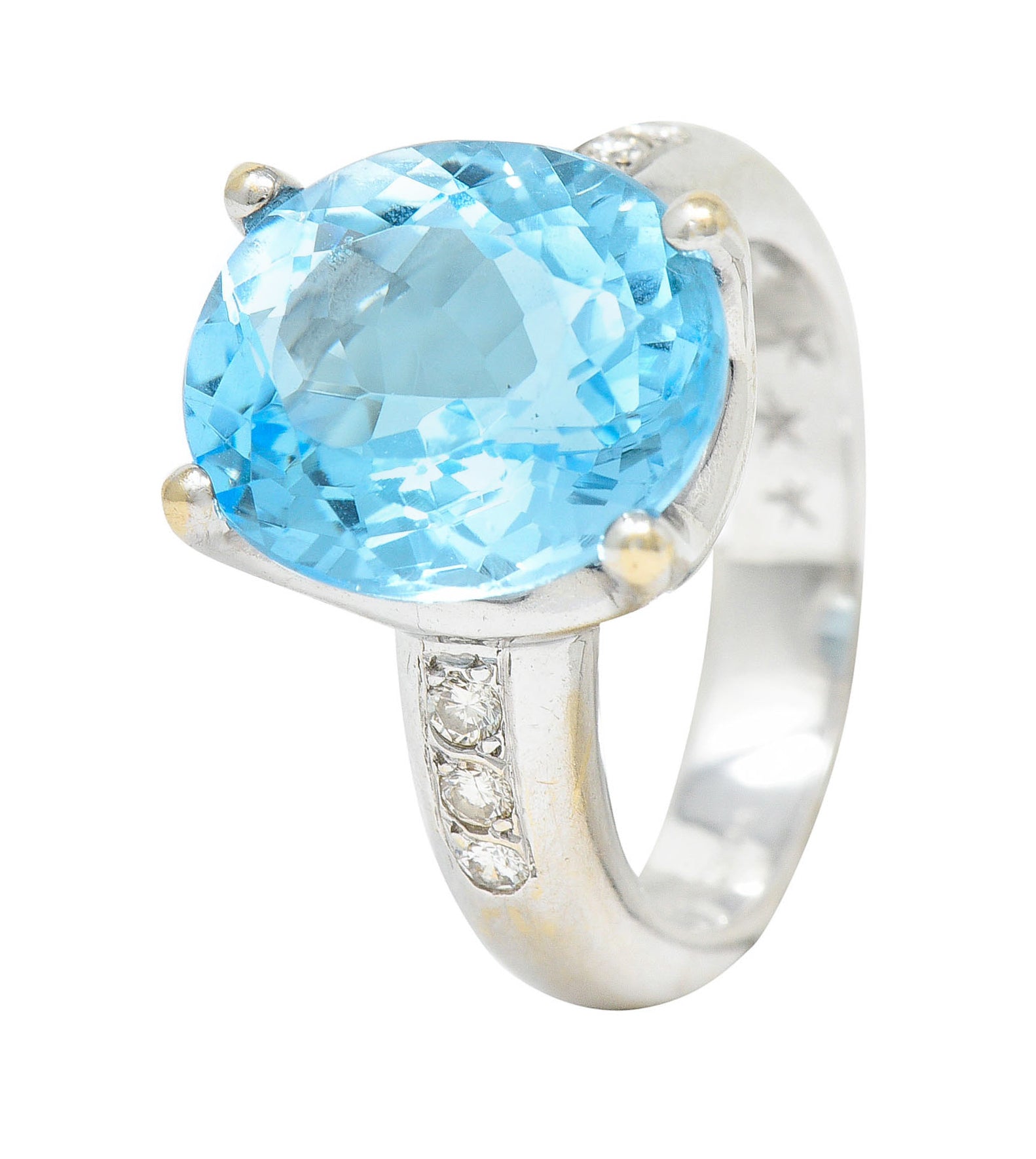 JB Star Blue Topaz Diamond 18 Karat White Gold Gemstone RingRing - Wilson's Estate Jewelry